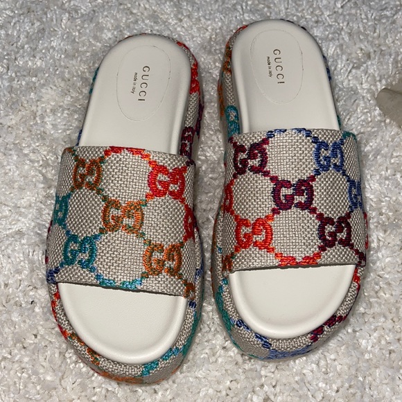 Gucci Shoes Gucci Gg Multicolor Platform Slides Poshmark